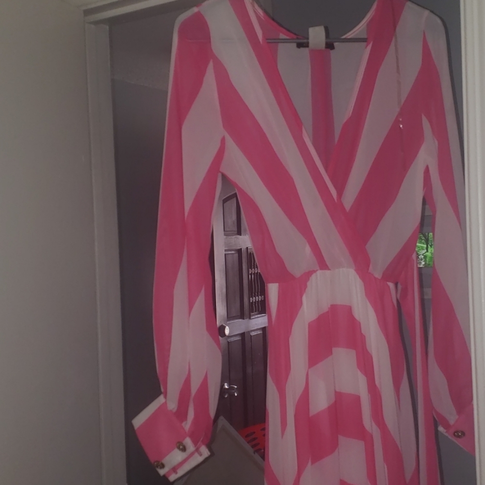 Pink and white dress